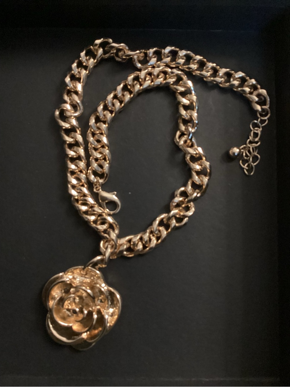 Gold-Tone Flower Pendant Chain Necklace - Women's Jewelry
